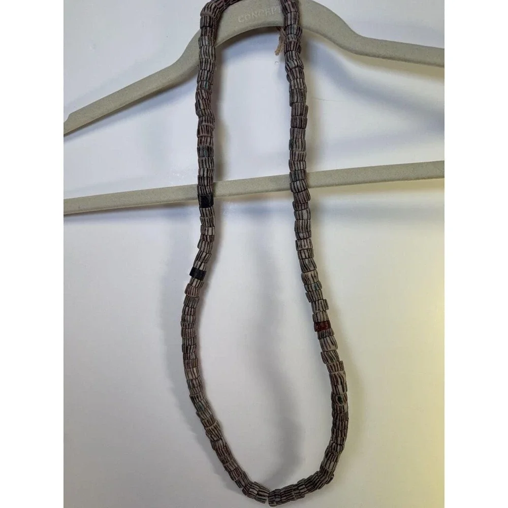 Vintage African Trade Bead Necklace Multi-Color Striped‎ Glass Beads